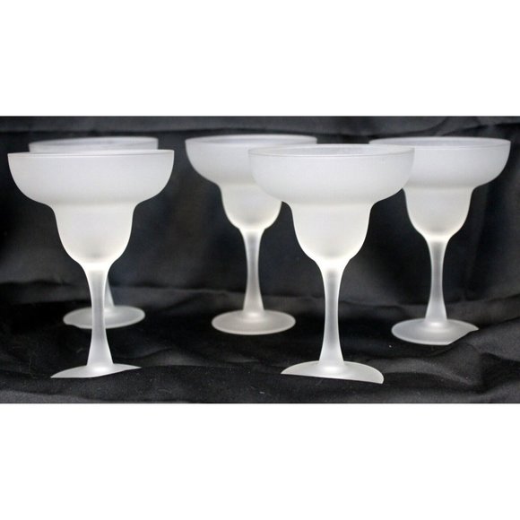 5 Frosted White Margarita Glasses 6.5'' Barware Classic Cocktail Drink - Picture 2 of 7